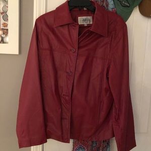Red leather jacket